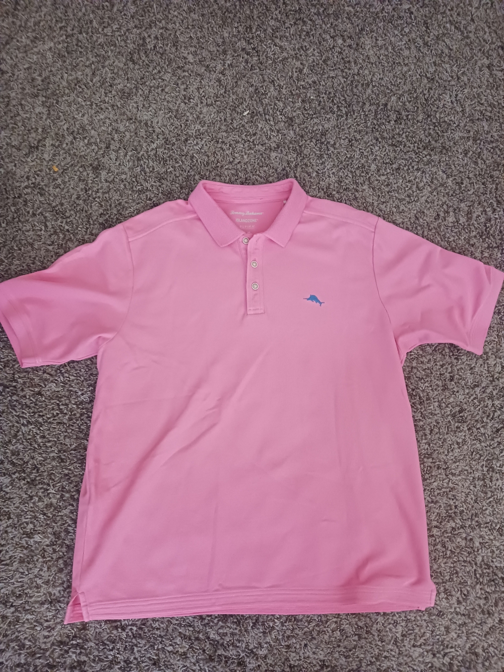 Tommy Bahama Pink Polo with Blue Fish Emblem